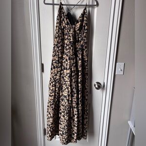 Abercrombie & Fitch Black and Tan Floral Maxi Dress
